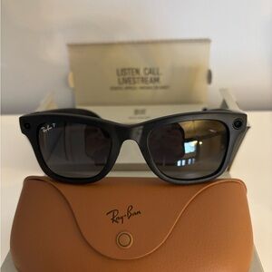 Ray-Ban Meta AI-enabled Sunglasses with Brown Leather Case